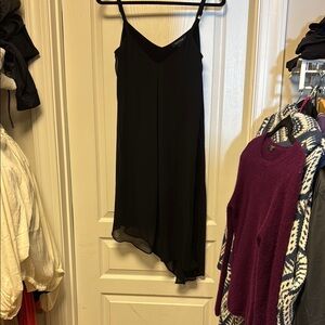 White House Black Market Asymmetrical Black Slip Dress